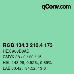 カラーコード: RGB 134.3 216.4 173 | qconv.com