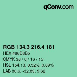 カラーコード: RGB 134.3 216.4 181 | qconv.com
