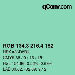 カラーコード: RGB 134.3 216.4 182 | qconv.com