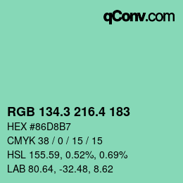 カラーコード: RGB 134.3 216.4 183 | qconv.com