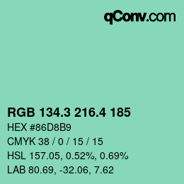 カラーコード: RGB 134.3 216.4 185 | qconv.com