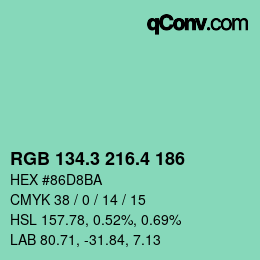 カラーコード: RGB 134.3 216.4 186 | qconv.com