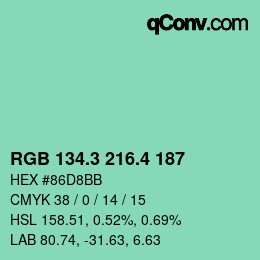 カラーコード: RGB 134.3 216.4 187 | qconv.com