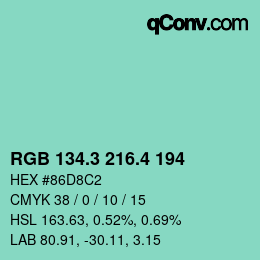 カラーコード: RGB 134.3 216.4 194 | qconv.com