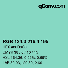 カラーコード: RGB 134.3 216.4 195 | qconv.com