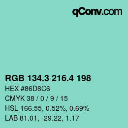 カラーコード: RGB 134.3 216.4 198 | qconv.com