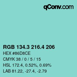 カラーコード: RGB 134.3 216.4 206 | qconv.com