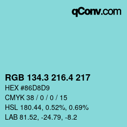 カラーコード: RGB 134.3 216.4 217 | qconv.com