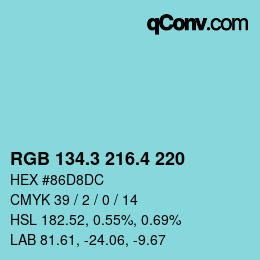 カラーコード: RGB 134.3 216.4 220 | qconv.com