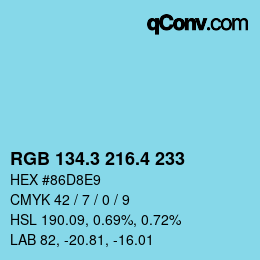 カラーコード: RGB 134.3 216.4 233 | qconv.com