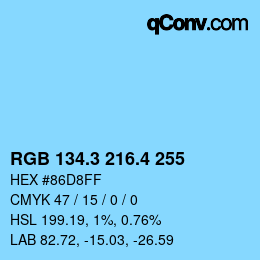 カラーコード: RGB 134.3 216.4 255 | qconv.com