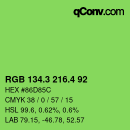 カラーコード: RGB 134.3 216.4 92 | qconv.com