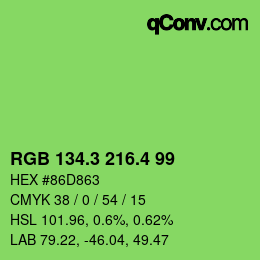カラーコード: RGB 134.3 216.4 99 | qconv.com