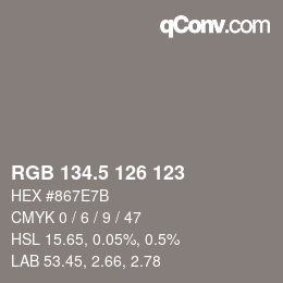 Color code: RGB 134.5 126 123 | qconv.com