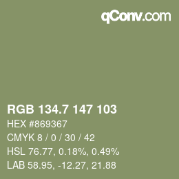 カラーコード: RGB 134.7 147 103 | qconv.com