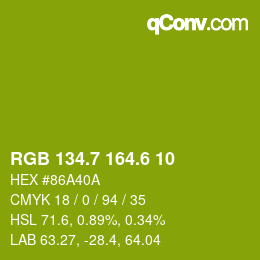 カラーコード: RGB 134.7 164.6 10 | qconv.com