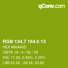 カラーコード: RGB 134.7 164.6 13 | qconv.com