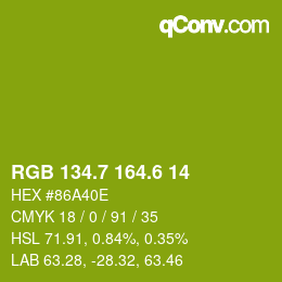 カラーコード: RGB 134.7 164.6 14 | qconv.com