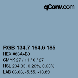 カラーコード: RGB 134.7 164.6 185 | qconv.com
