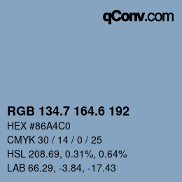 カラーコード: RGB 134.7 164.6 192 | qconv.com