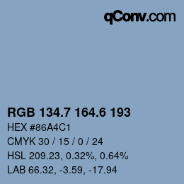 カラーコード: RGB 134.7 164.6 193 | qconv.com