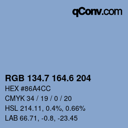 カラーコード: RGB 134.7 164.6 204 | qconv.com