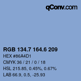 カラーコード: RGB 134.7 164.6 209 | qconv.com