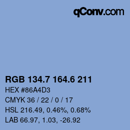カラーコード: RGB 134.7 164.6 211 | qconv.com