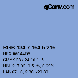 カラーコード: RGB 134.7 164.6 216 | qconv.com