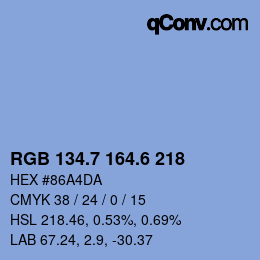 カラーコード: RGB 134.7 164.6 218 | qconv.com