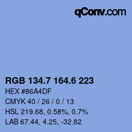 カラーコード: RGB 134.7 164.6 223 | qconv.com