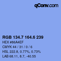 カラーコード: RGB 134.7 164.6 239 | qconv.com