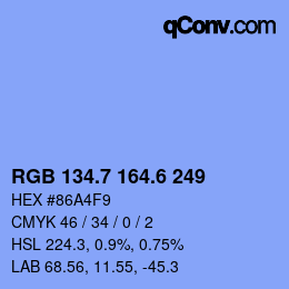 カラーコード: RGB 134.7 164.6 249 | qconv.com