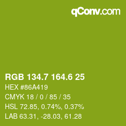 カラーコード: RGB 134.7 164.6 25 | qconv.com