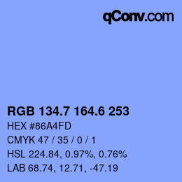 カラーコード: RGB 134.7 164.6 253 | qconv.com