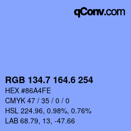 カラーコード: RGB 134.7 164.6 254 | qconv.com