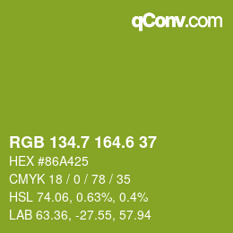 カラーコード: RGB 134.7 164.6 37 | qconv.com