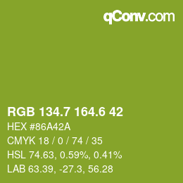 カラーコード: RGB 134.7 164.6 42 | qconv.com