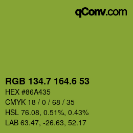 カラーコード: RGB 134.7 164.6 53 | qconv.com