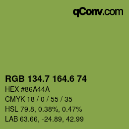 カラーコード: RGB 134.7 164.6 74 | qconv.com