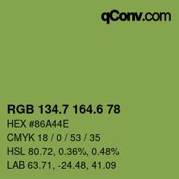 カラーコード: RGB 134.7 164.6 78 | qconv.com