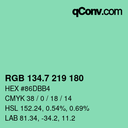 カラーコード: RGB 134.7 219 180 | qconv.com