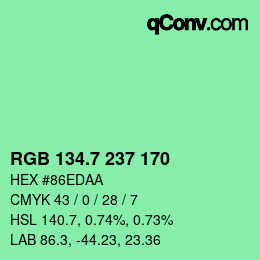 カラーコード: RGB 134.7 237 170 | qconv.com