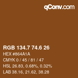 カラーコード: RGB 134.7 74.6 26 | qconv.com