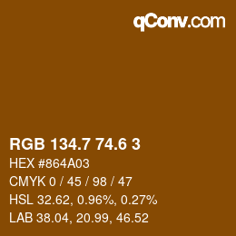 カラーコード: RGB 134.7 74.6 3 | qconv.com