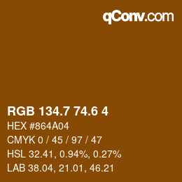 カラーコード: RGB 134.7 74.6 4 | qconv.com