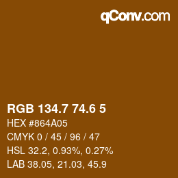 カラーコード: RGB 134.7 74.6 5 | qconv.com