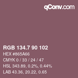 カラーコード: RGB 134.7 90 102 | qconv.com
