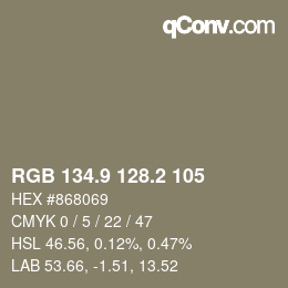 Farbcode: RGB 134.9 128.2 105 | qconv.com