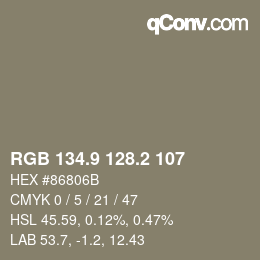 Color code: RGB 134.9 128.2 107 | qconv.com